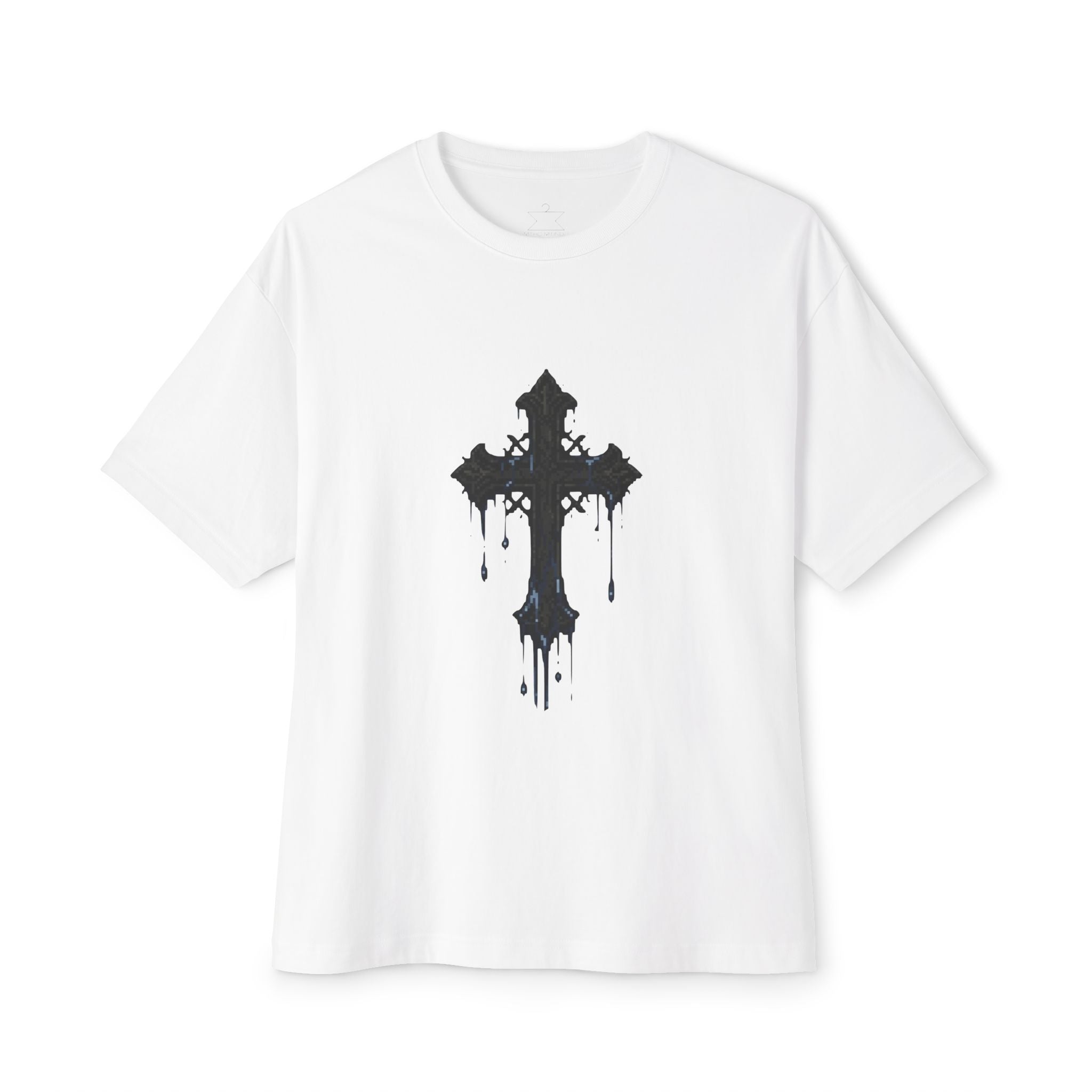 Graphic Tee — Dripping Cross Front & "Viewing This Image Is A Crime" Renaissance Back