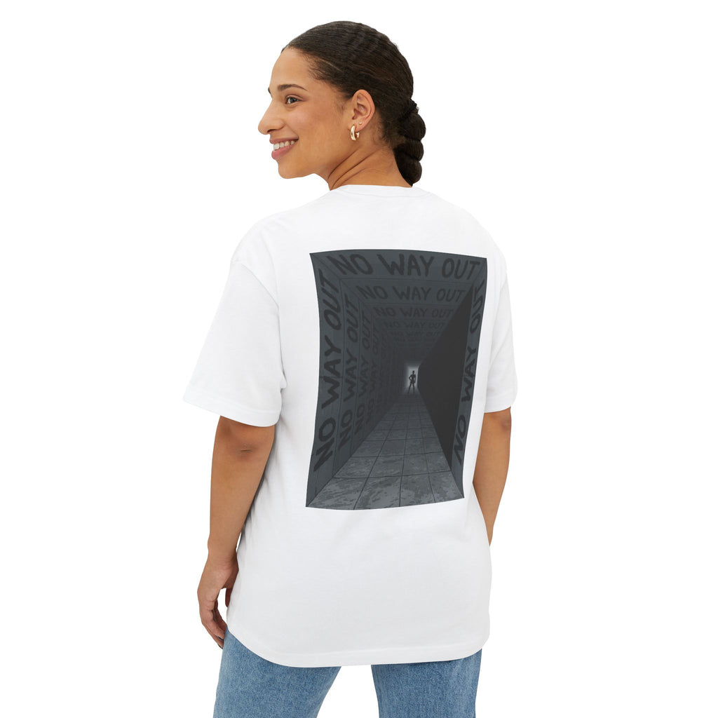 Boxy Tee — Surreal Portal Graphic Front & "No Way Out" Back