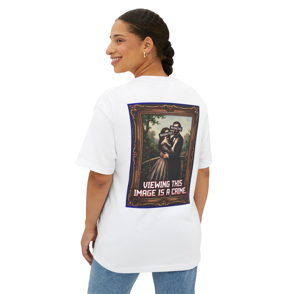 Graphic Tee — Dripping Cross Front & "Viewing This Image Is A Crime" Renaissance Back