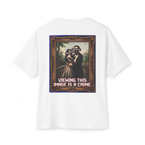 Graphic Tee — Dripping Cross Front & "Viewing This Image Is A Crime" Renaissance Back