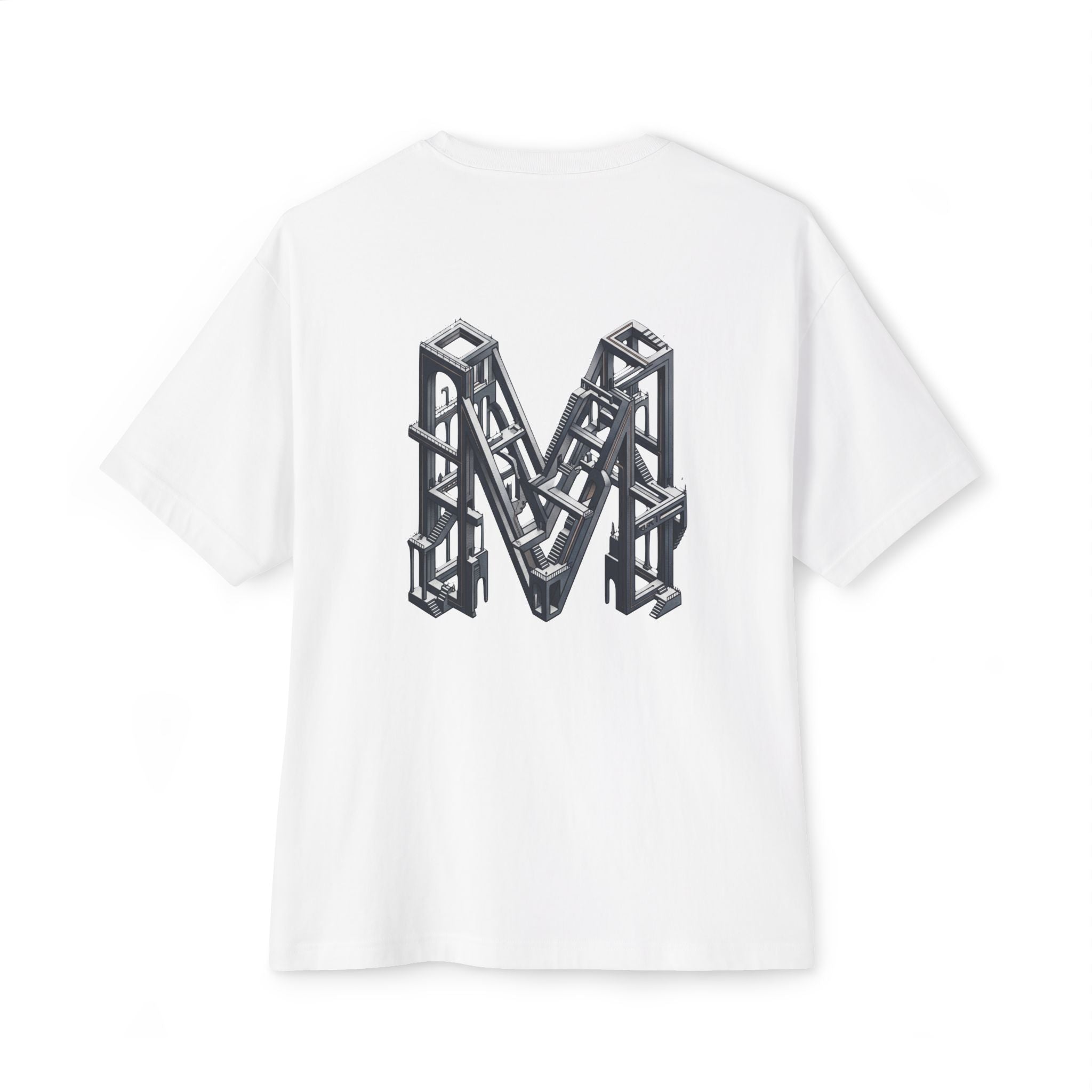 X-ray Ribcage Peeking Skeleton Tee | Industrial 3D Letter M Back