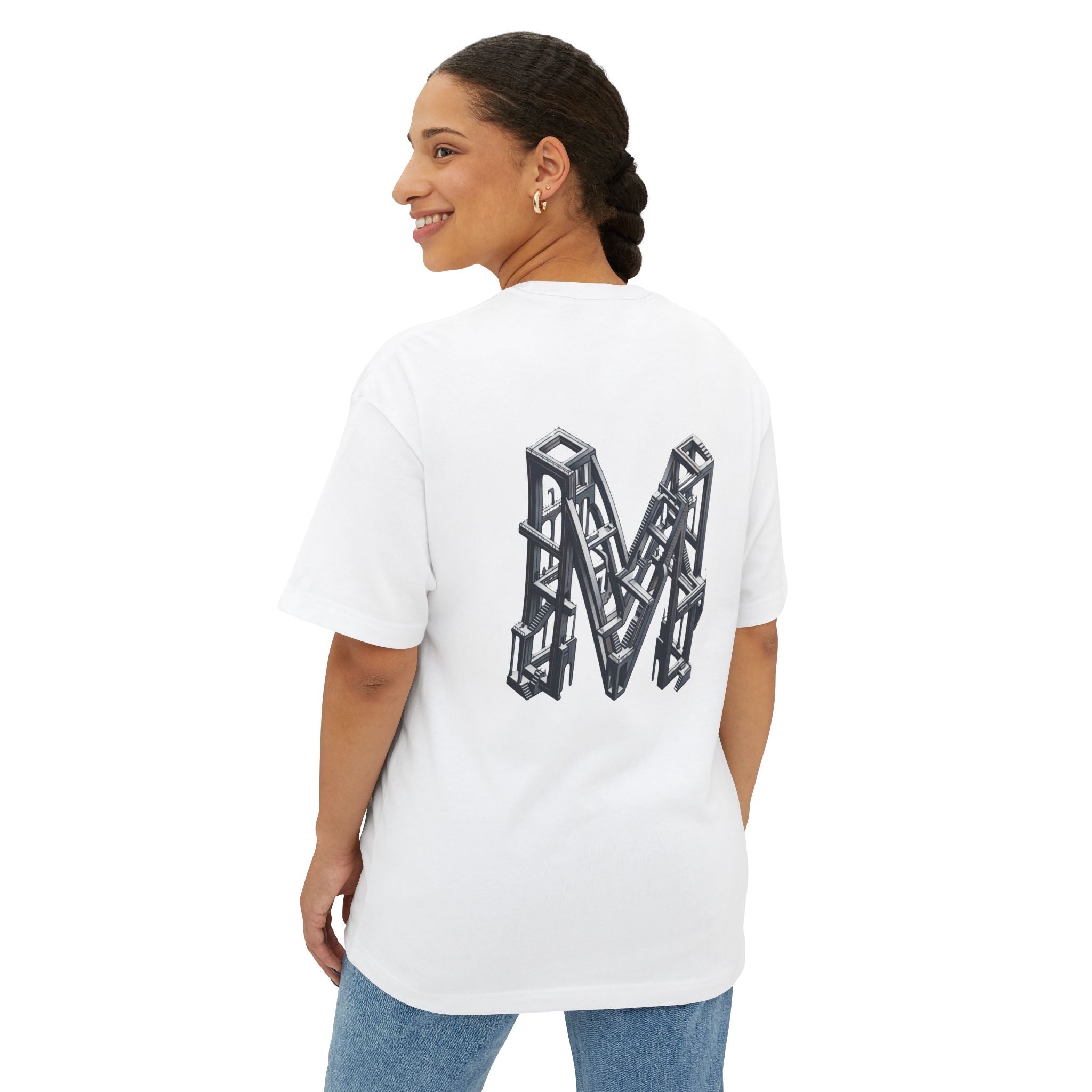 X-ray Ribcage Peeking Skeleton Tee | Industrial 3D Letter M Back