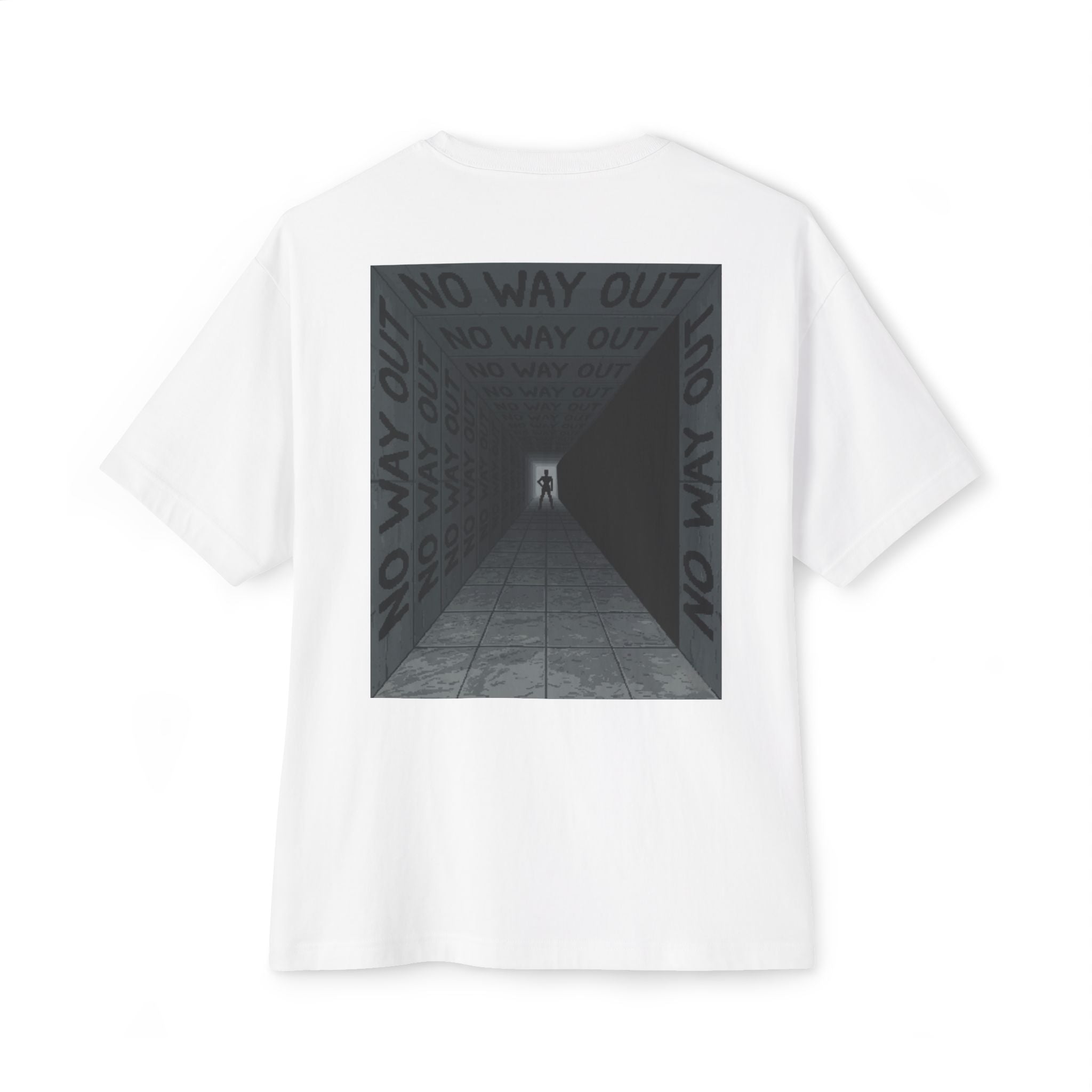Boxy Tee — Surreal Portal Graphic Front & "No Way Out" Back